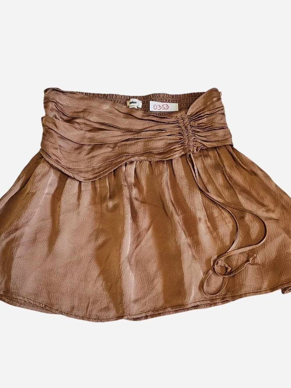 aerie Chestnut Brown Ruched Waist Mini Skirt